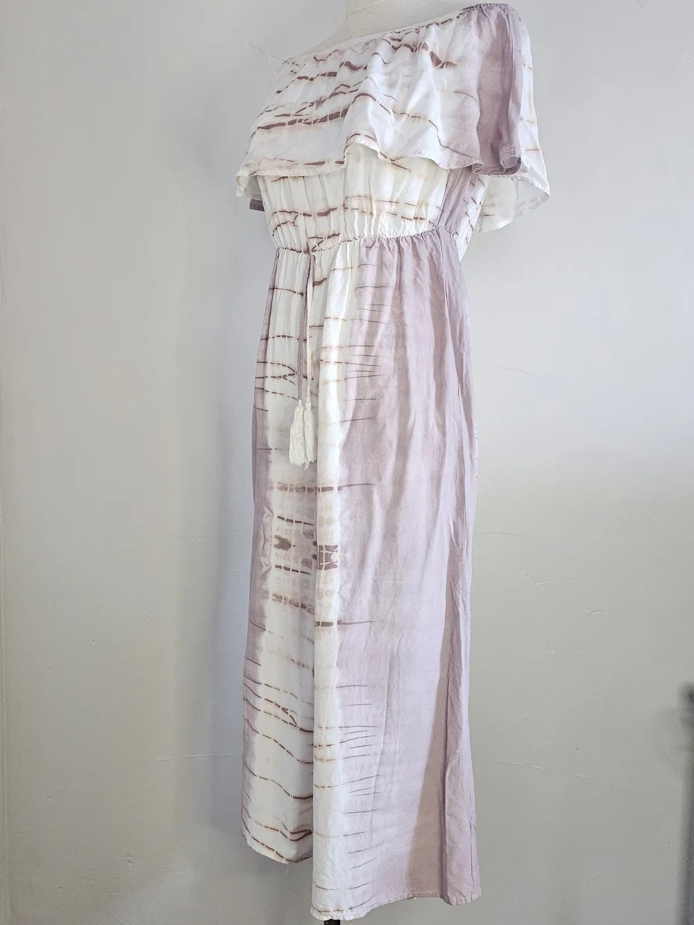 Ocean Drive Brown Tie-Dye Off-Shoulder Wide-Leg Jumpsuit Medium